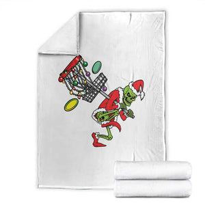 Funny Christmas Disc Golf Throw Blanket Green Skeleton Holiday Player Gift