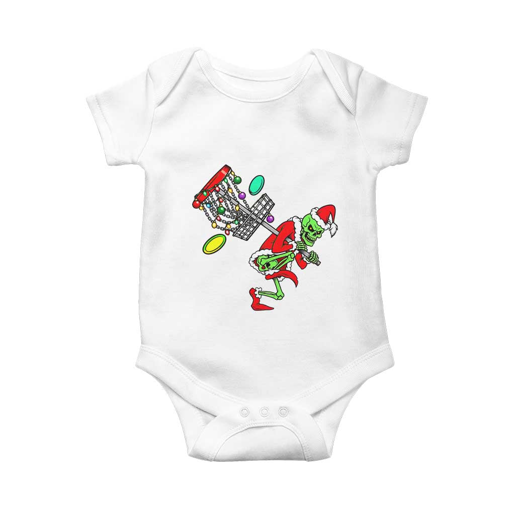Funny Christmas Disc Golf Baby Onesie Green Skeleton Holiday Player Gift