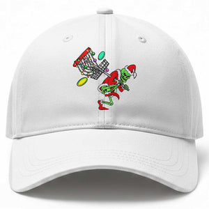 Funny Christmas Disc Golf Baseball Cap Green Skeleton Holiday Player Gift