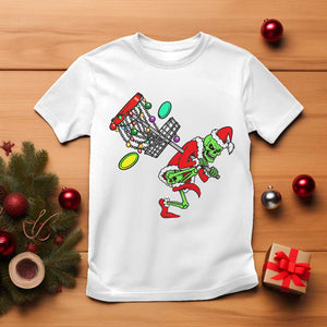 Funny Christmas Disc Golf T Shirt Green Skeleton Holiday Player Gift