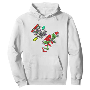 Funny Christmas Disc Golf Hoodie Green Skeleton Holiday Player Gift