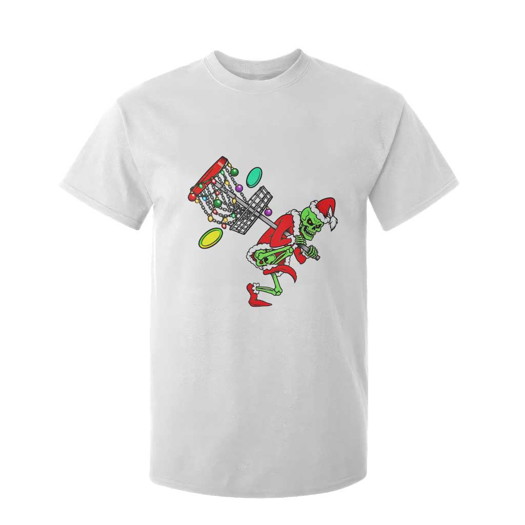 Funny Christmas Disc Golf T Shirt For Kid Green Skeleton Holiday Player Gift