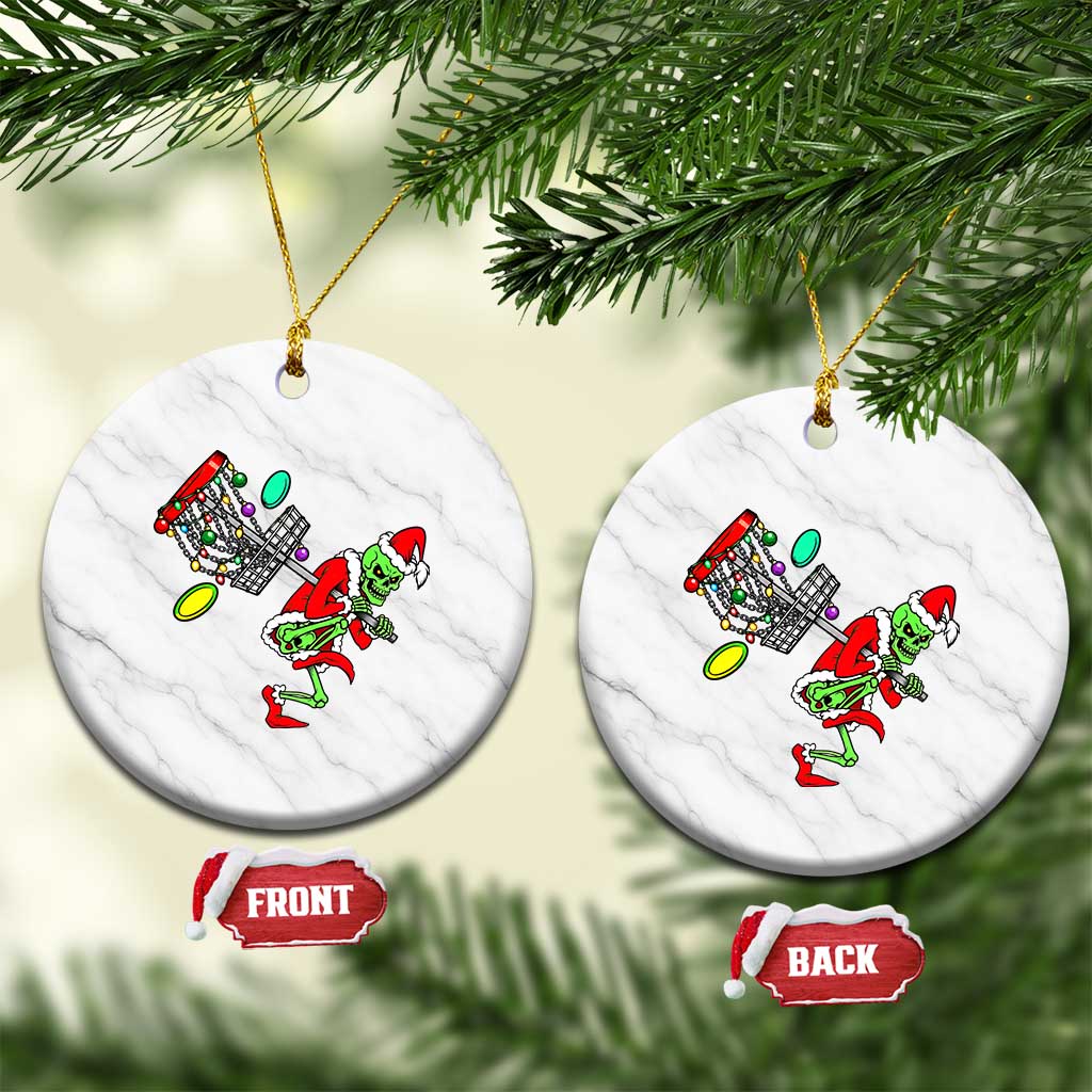 Funny Christmas Disc Golf Ceramic Ornament Green Skeleton Holiday Player Gift