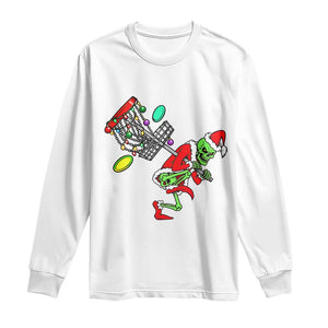 Funny Christmas Disc Golf Long Sleeve Shirt Green Skeleton Holiday Player Gift