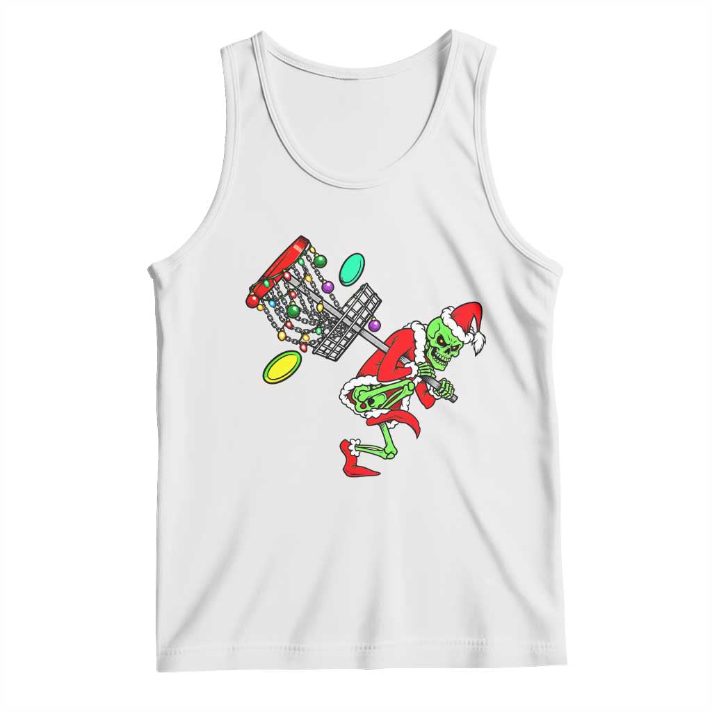 Funny Christmas Disc Golf Tank Top Green Skeleton Holiday Player Gift