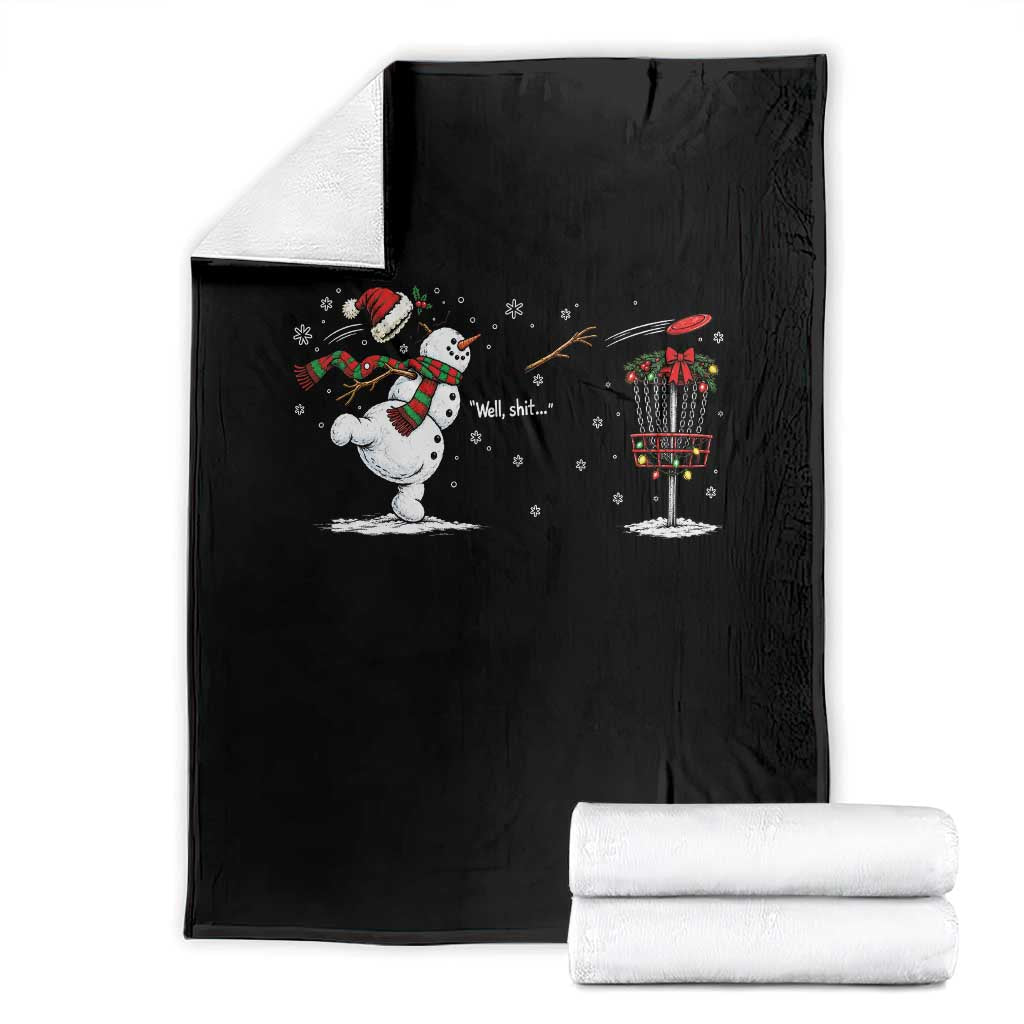 Funny Christmas Well Shit Disc Golf Throw Blanket Snowman Broken Arm Frisbee Lover Gift