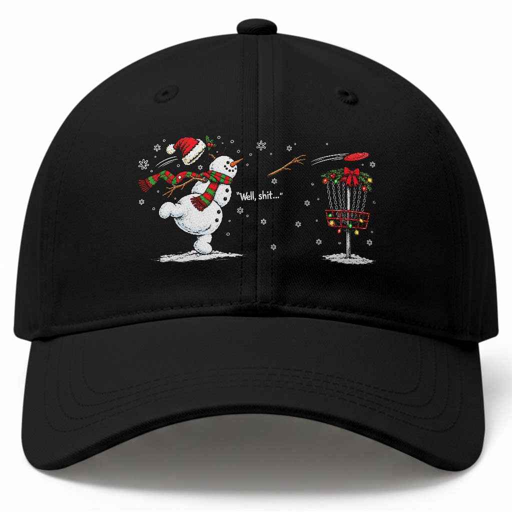 Funny Christmas Well Shit Disc Golf Baseball Cap Snowman Broken Arm Frisbee Lover Gift