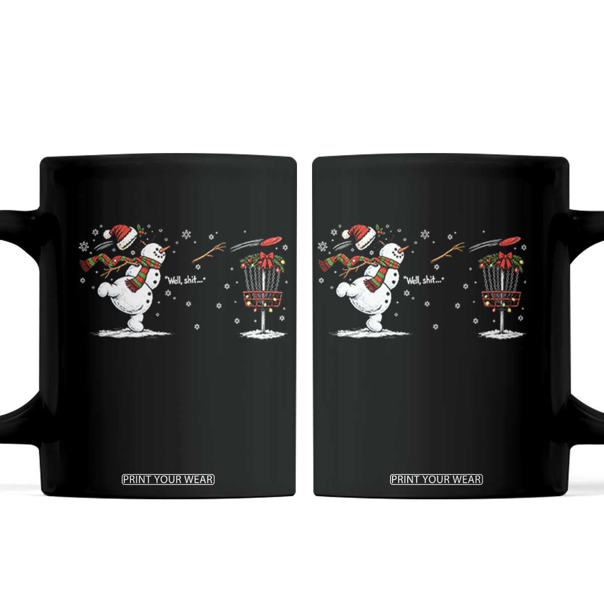 Funny Christmas Well Shit Disc Golf Coffee Mug Snowman Broken Arm Frisbee Lover Gift