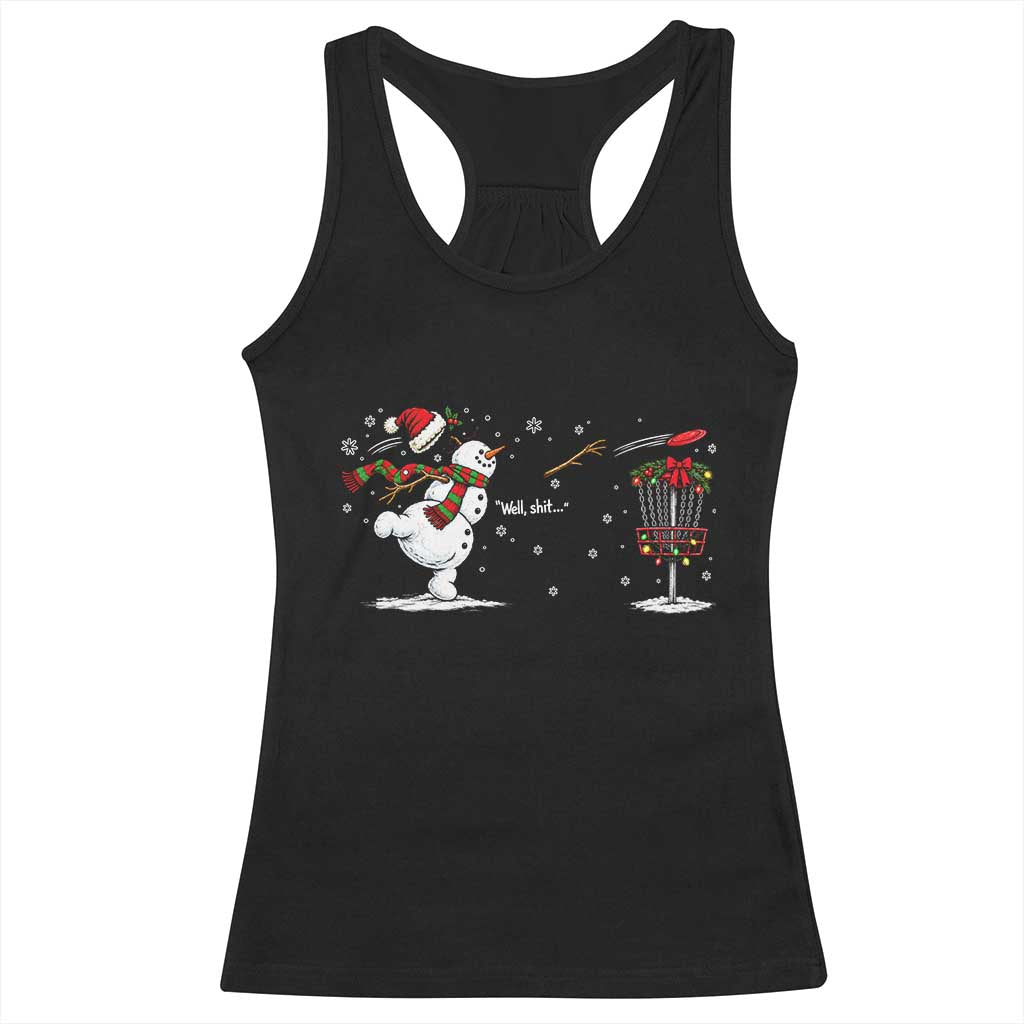 Funny Christmas Well Shit Disc Golf Racerback Tank Top Snowman Broken Arm Frisbee Lover Gift