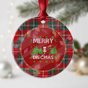 Funny Disc Golf Christmas Holographic Acrylic Ornament Merry Discmas Holiday Player
