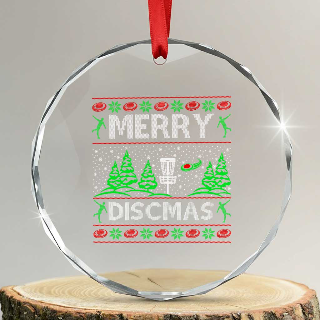 Funny Disc Golf Christmas Crystal Glass Ornament Merry Discmas Holiday Player