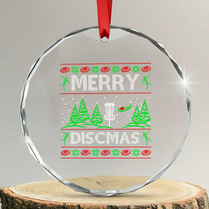 Funny Disc Golf Christmas Crystal Glass Ornament Merry Discmas Holiday Player