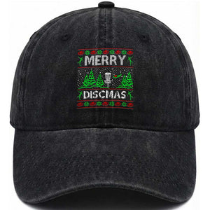 Funny Disc Golf Christmas Washed Cotton Baseball Cap Merry Discmas Holiday Player