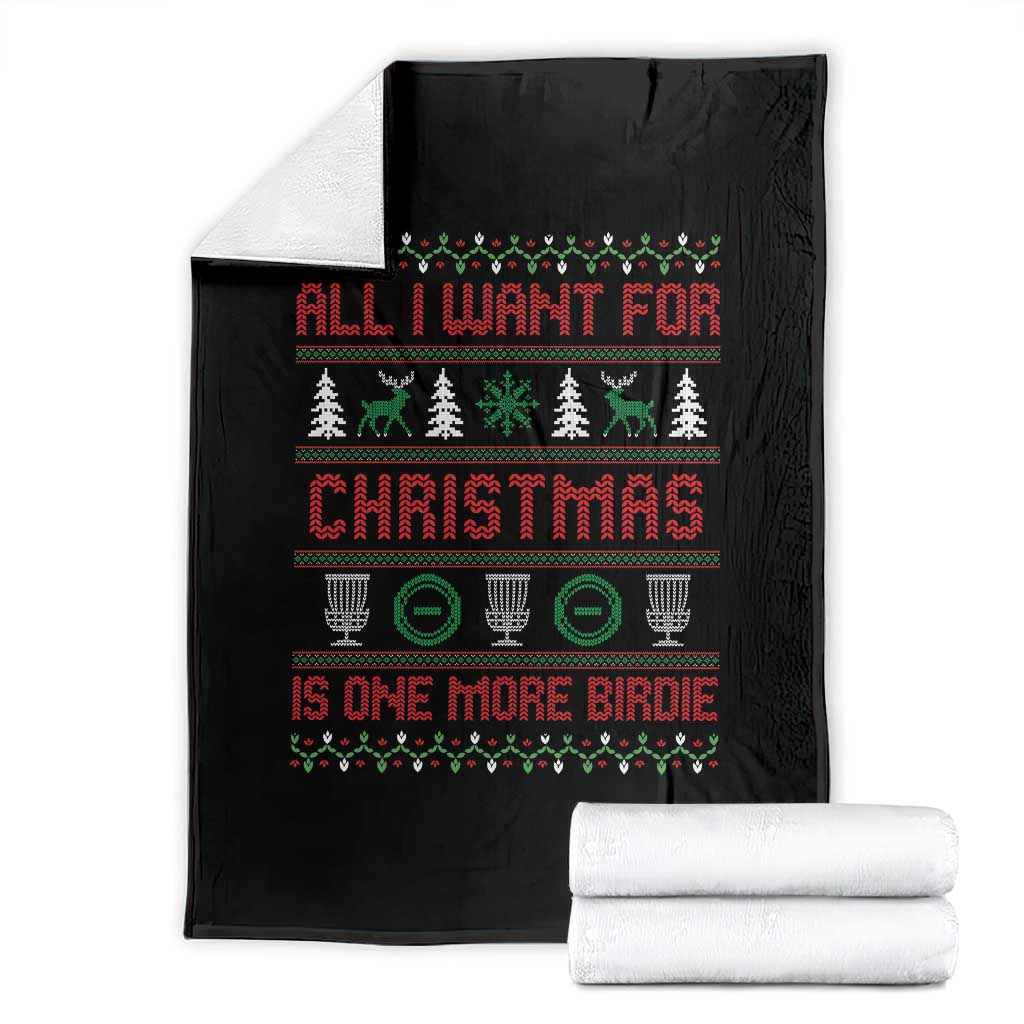 Funny Disc Golf Christmas Throw Blanket All I Want For Christmas Is One More Birdie