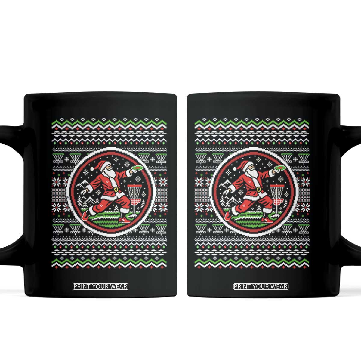 Santa Playing Disc Golf Coffee Mug Funny Christmas Frisbee Sports Humor