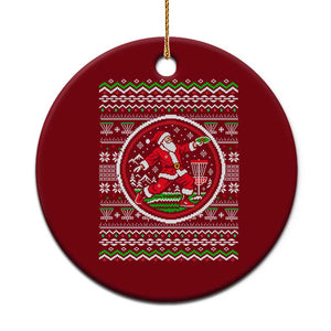 Santa Playing Disc Golf Ceramic Ornament Funny Christmas Frisbee Sports Humor