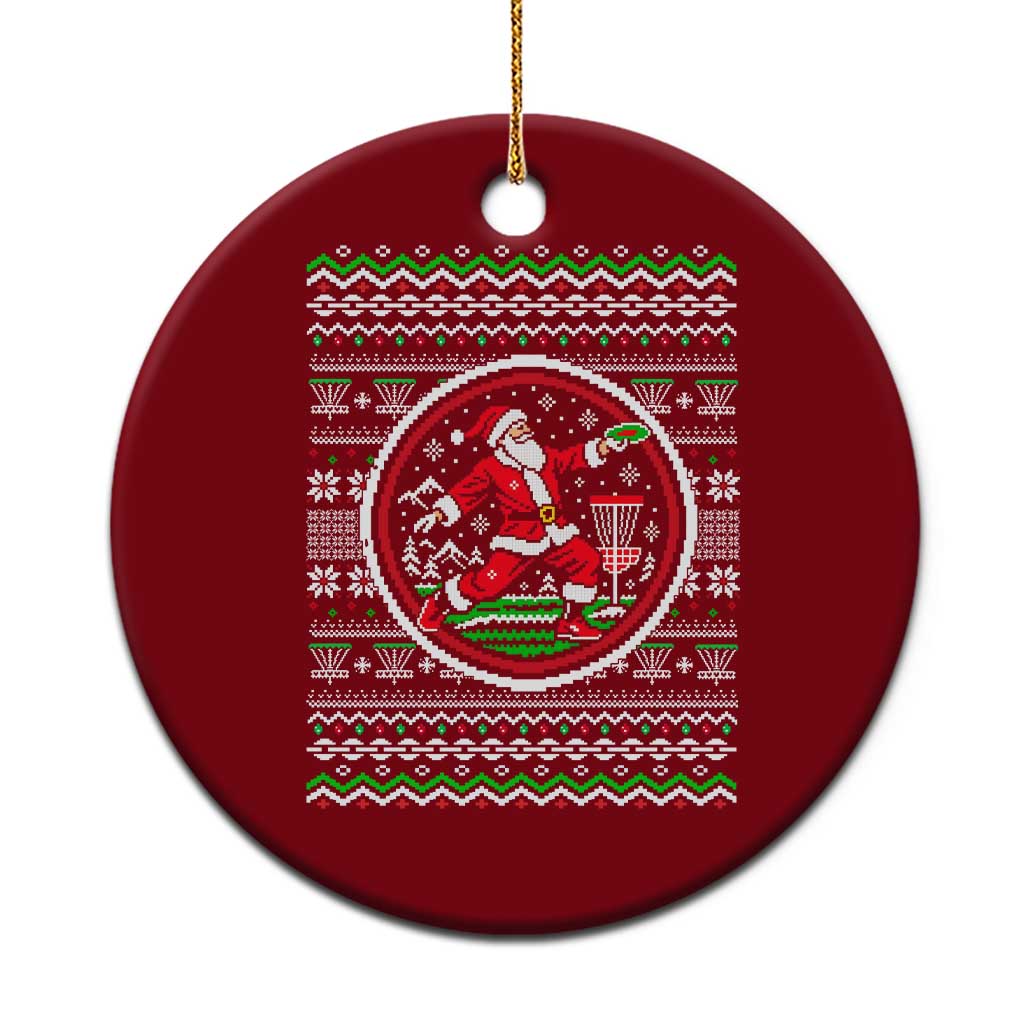Santa Playing Disc Golf Ceramic Ornament Funny Christmas Frisbee Sports Humor