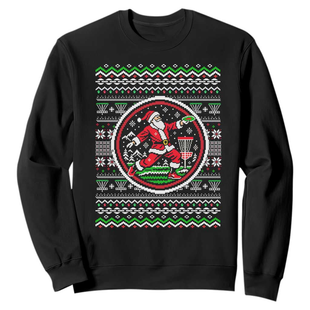 Santa Playing Disc Golf Sweatshirt Funny Christmas Frisbee Sports Humor