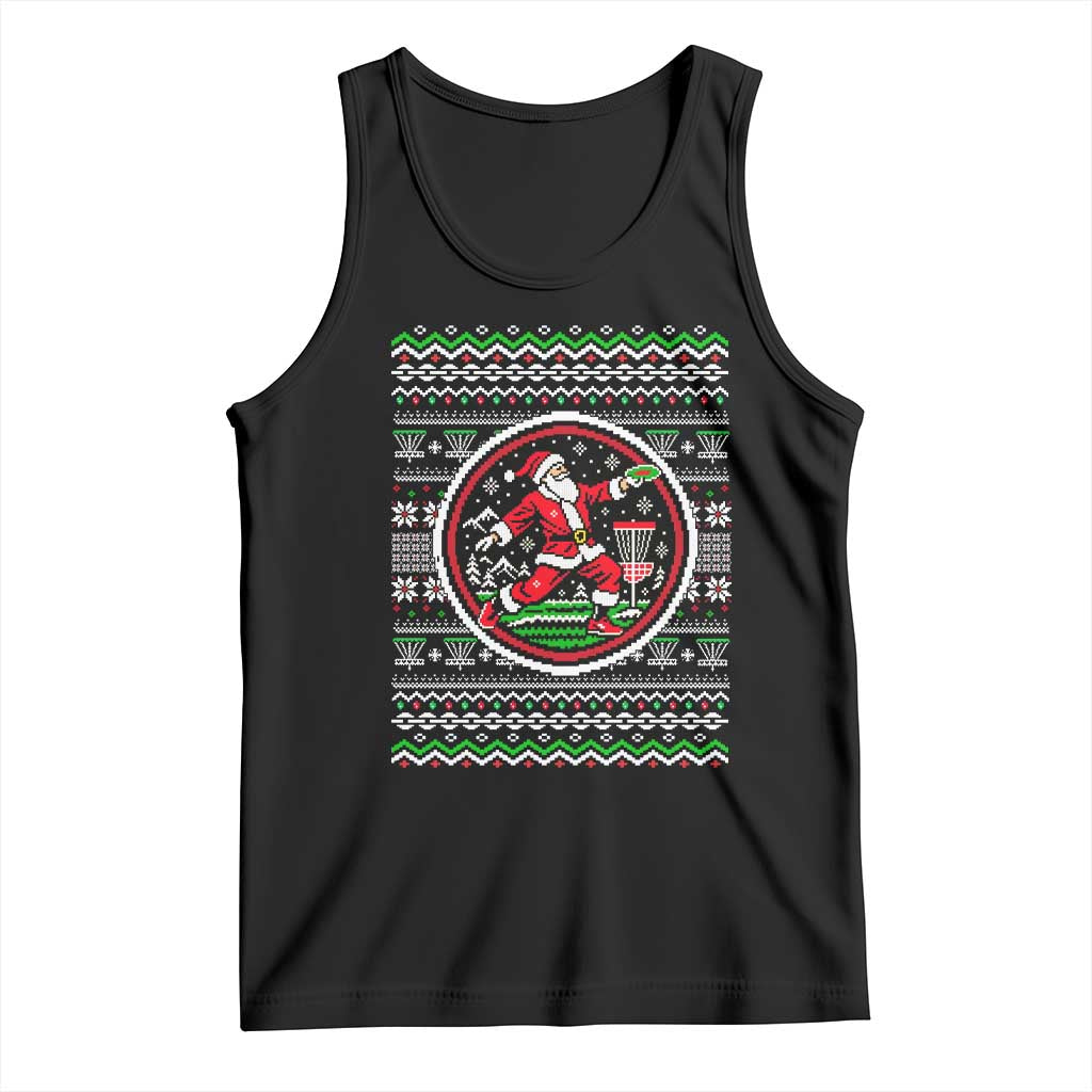 Santa Playing Disc Golf Tank Top Funny Christmas Frisbee Sports Humor
