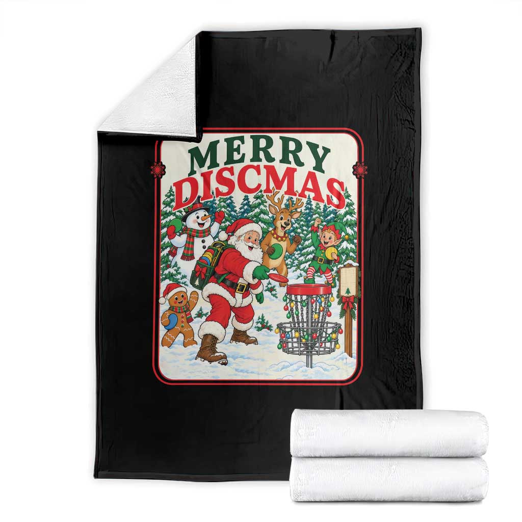 Vintage Disc Golf Christmas Throw Blanket Merry Discmas Frisbee Golf Player
