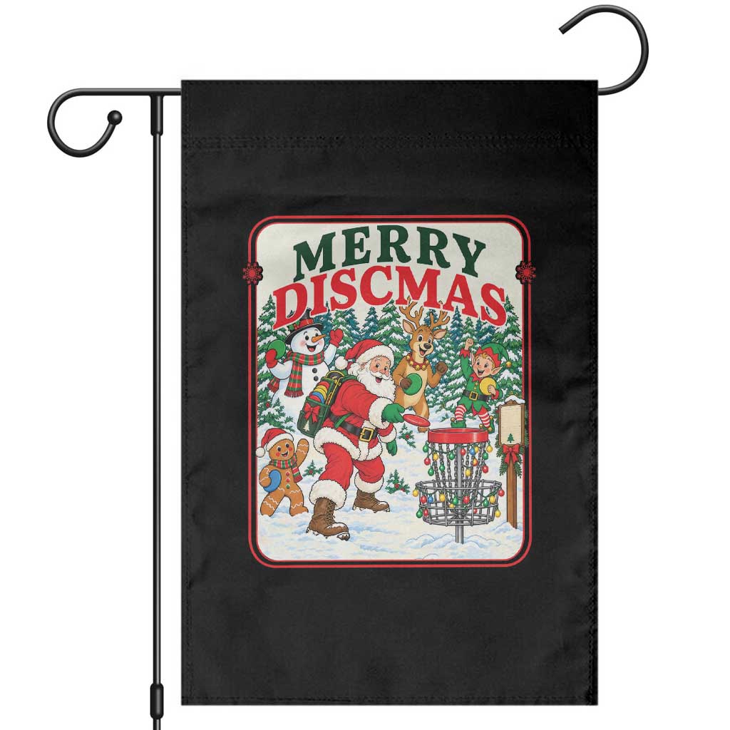Vintage Disc Golf Christmas Garden Flag Merry Discmas Frisbee Golf Player