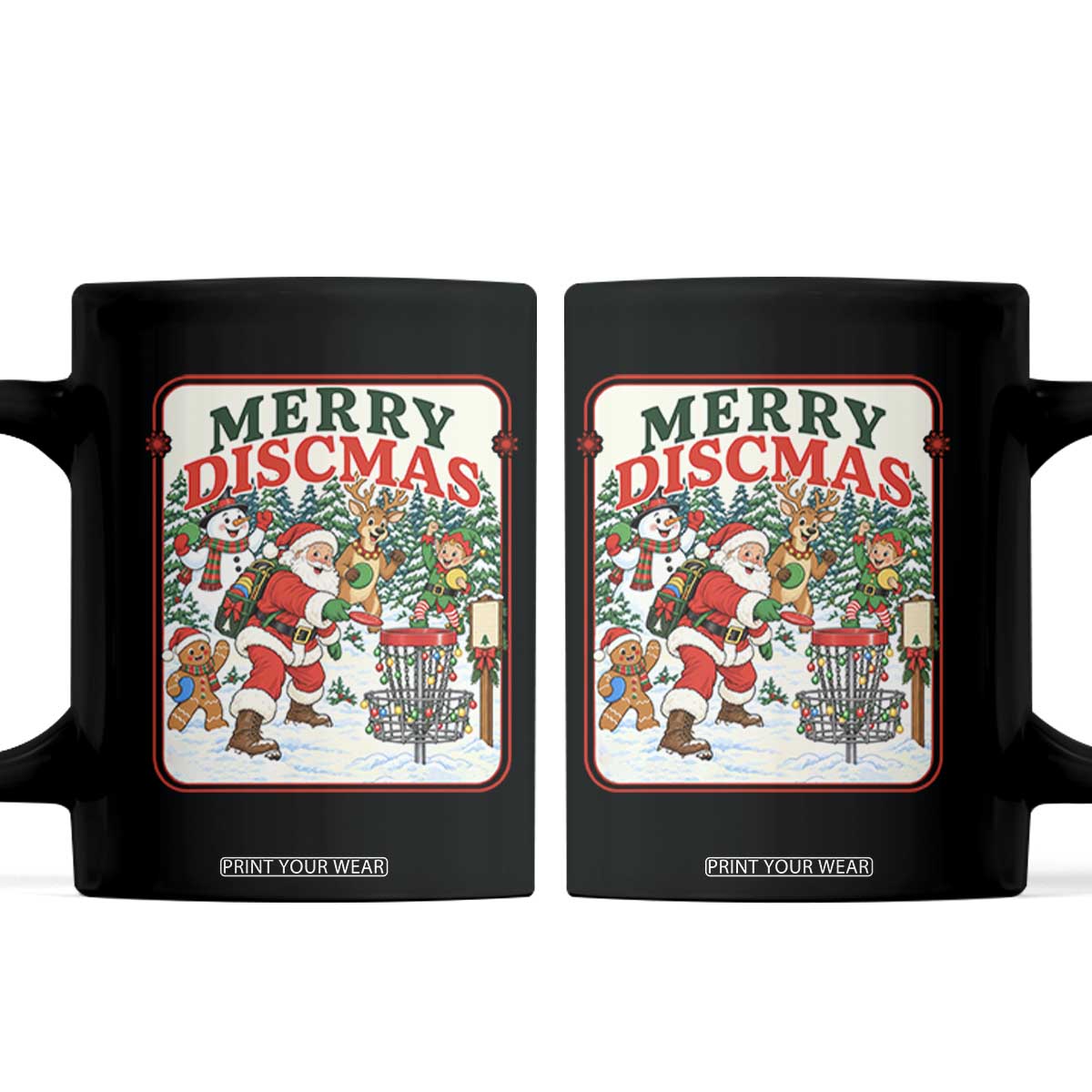 Vintage Disc Golf Christmas Coffee Mug Merry Discmas Frisbee Golf Player