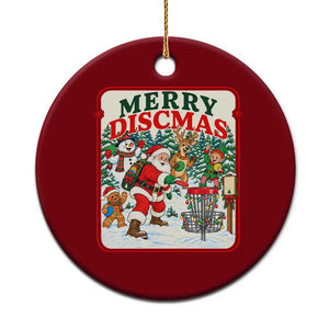 Vintage Disc Golf Christmas Ceramic Ornament Merry Discmas Frisbee Golf Player