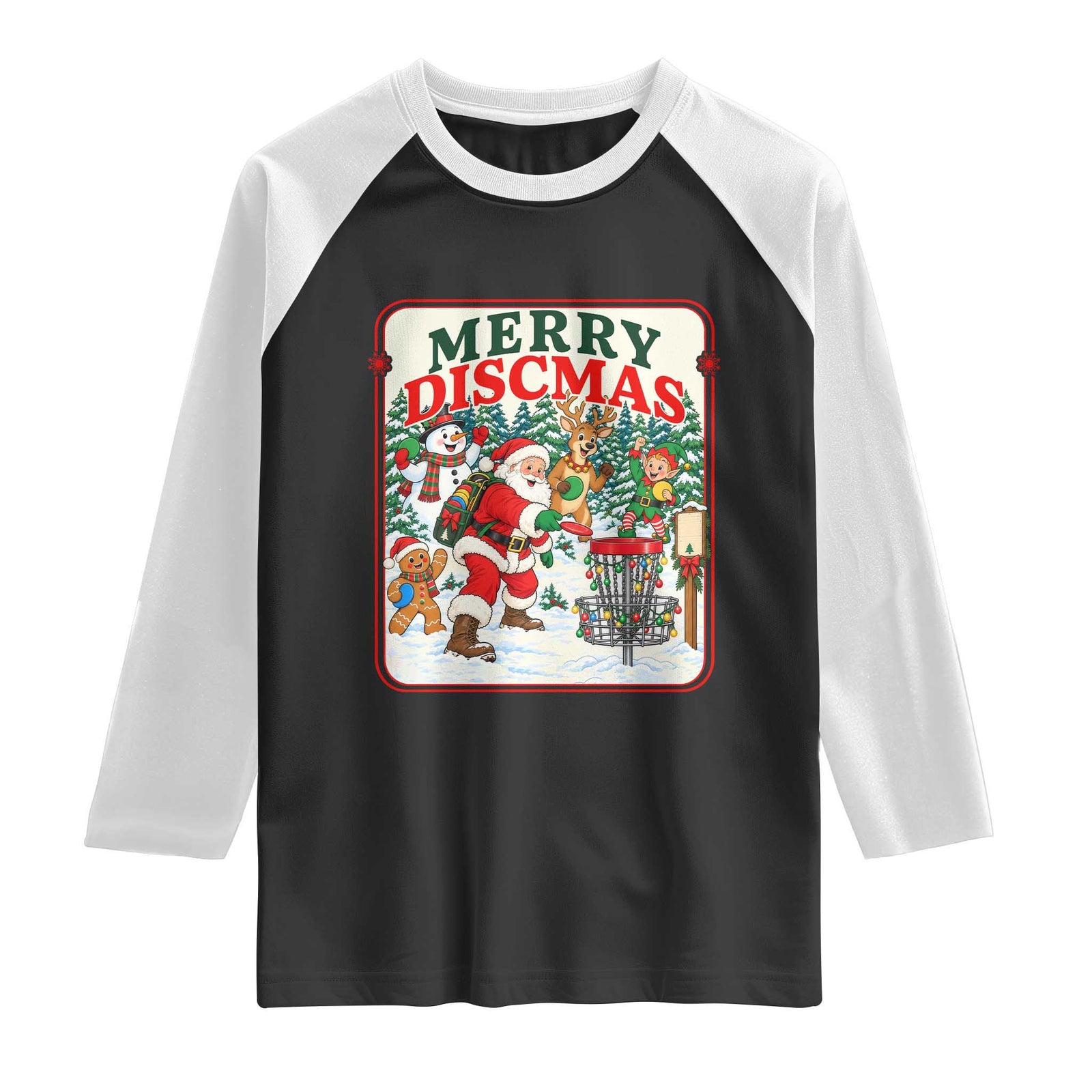 Vintage Disc Golf Christmas Raglan Shirt Merry Discmas Frisbee Golf Player