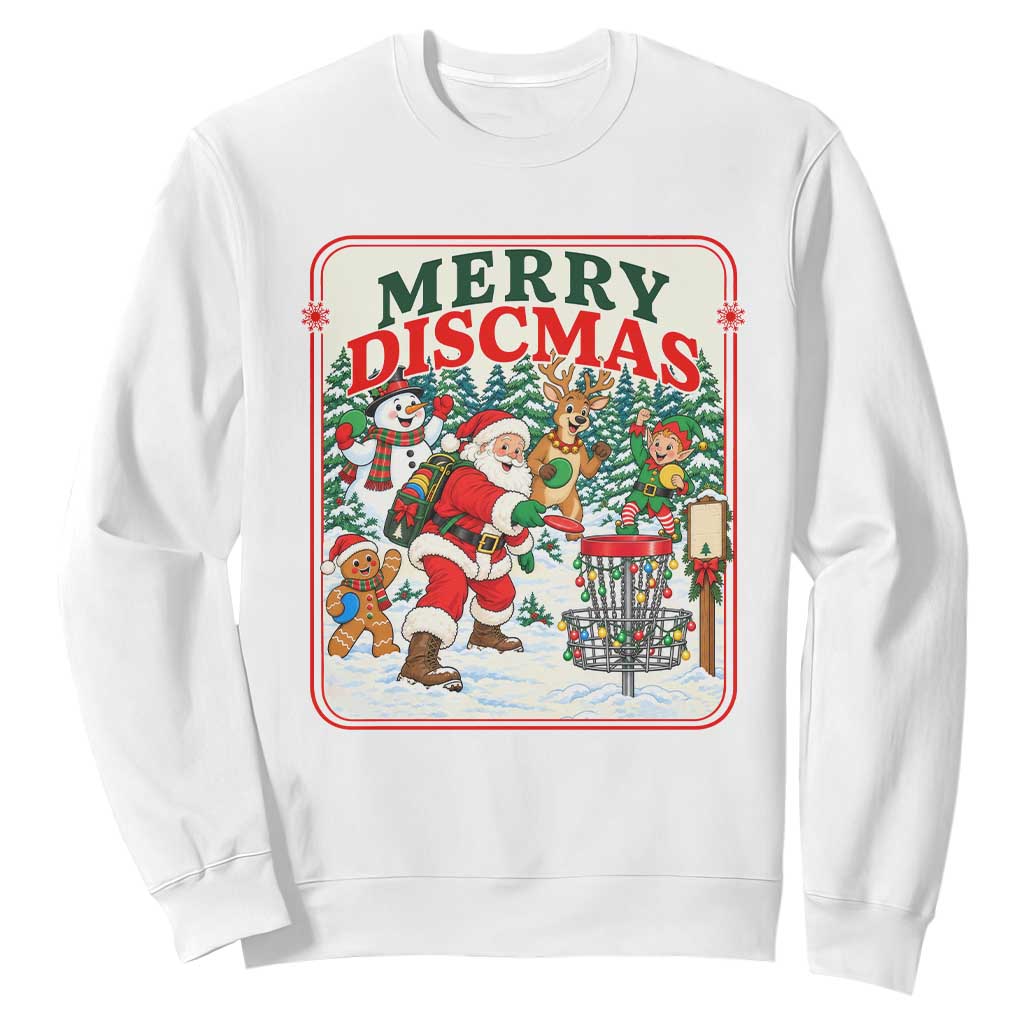 Vintage Disc Golf Christmas Sweatshirt Merry Discmas Frisbee Golf Player