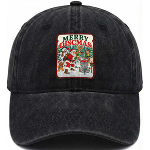 Vintage Disc Golf Christmas Washed Cotton Baseball Cap Merry Discmas Frisbee Golf Player