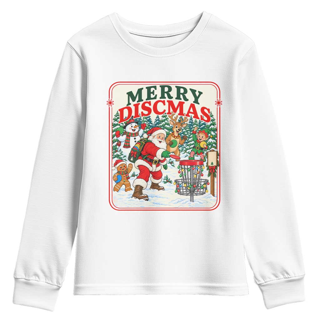 Vintage Disc Golf Christmas Youth Sweatshirt Merry Discmas Frisbee Golf Player