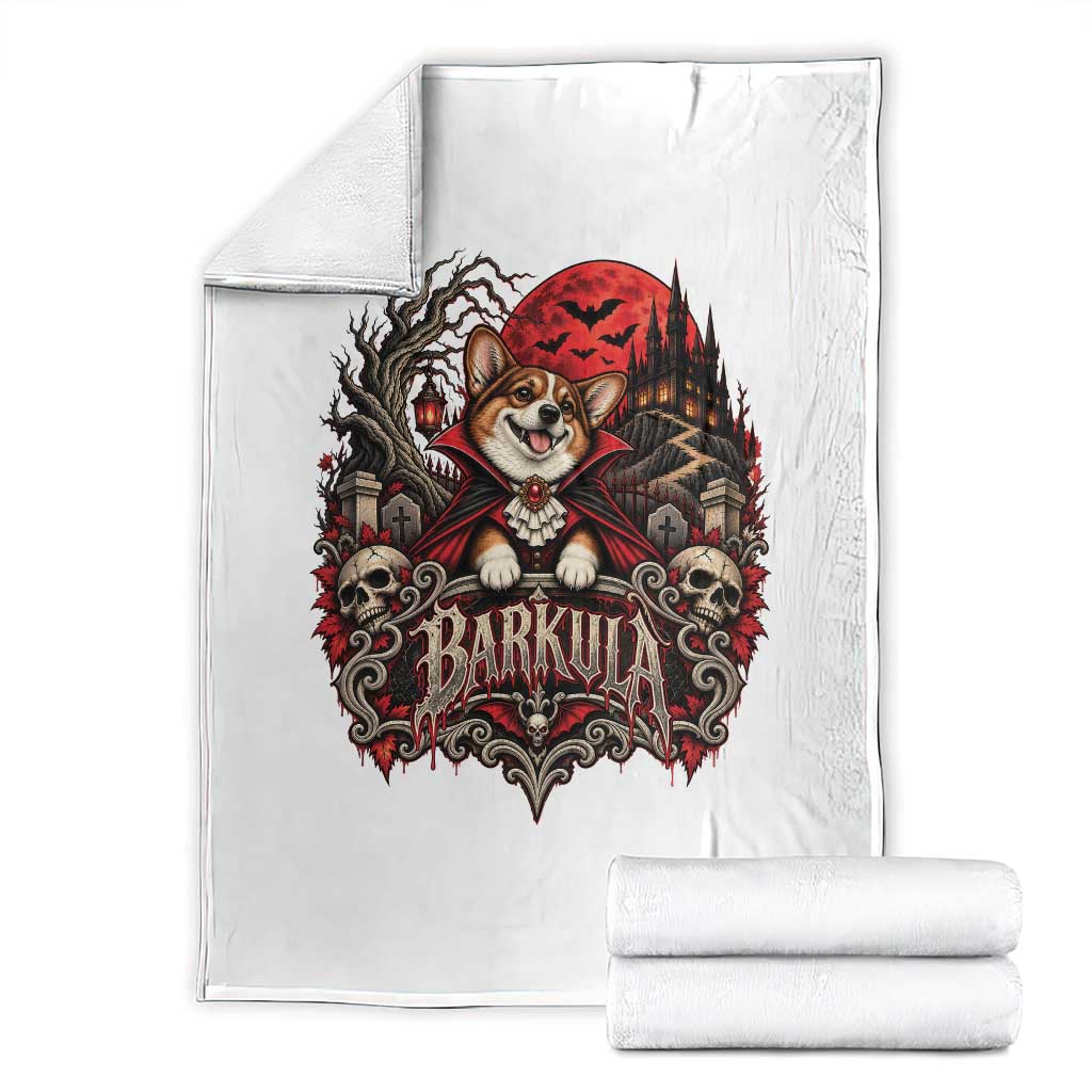 Halloween Barkula Vampire Corgi Throw Blanket Gothic Spooky Dog Lover Holiday Gift
