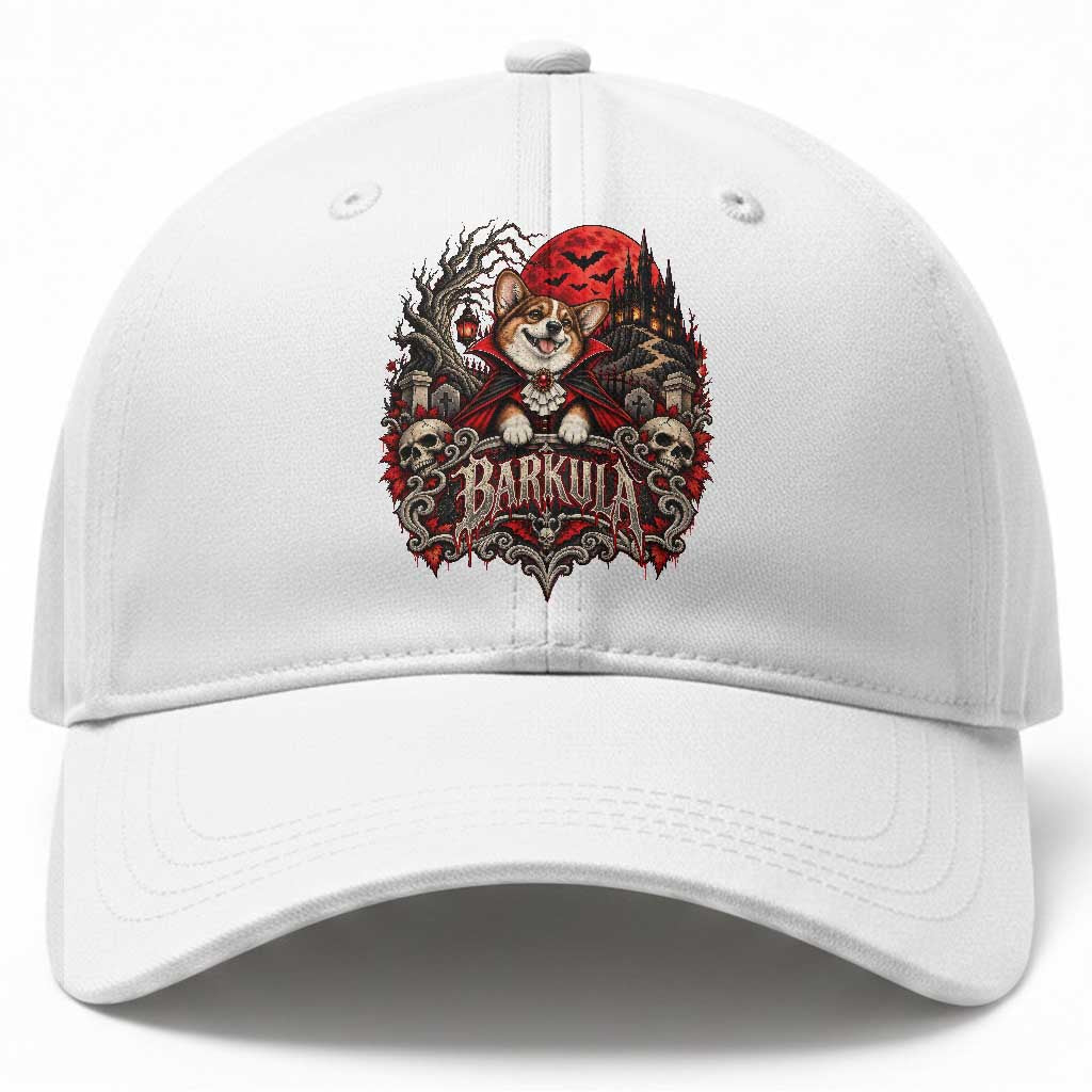 Halloween Barkula Vampire Corgi Baseball Cap Gothic Spooky Dog Lover Holiday Gift