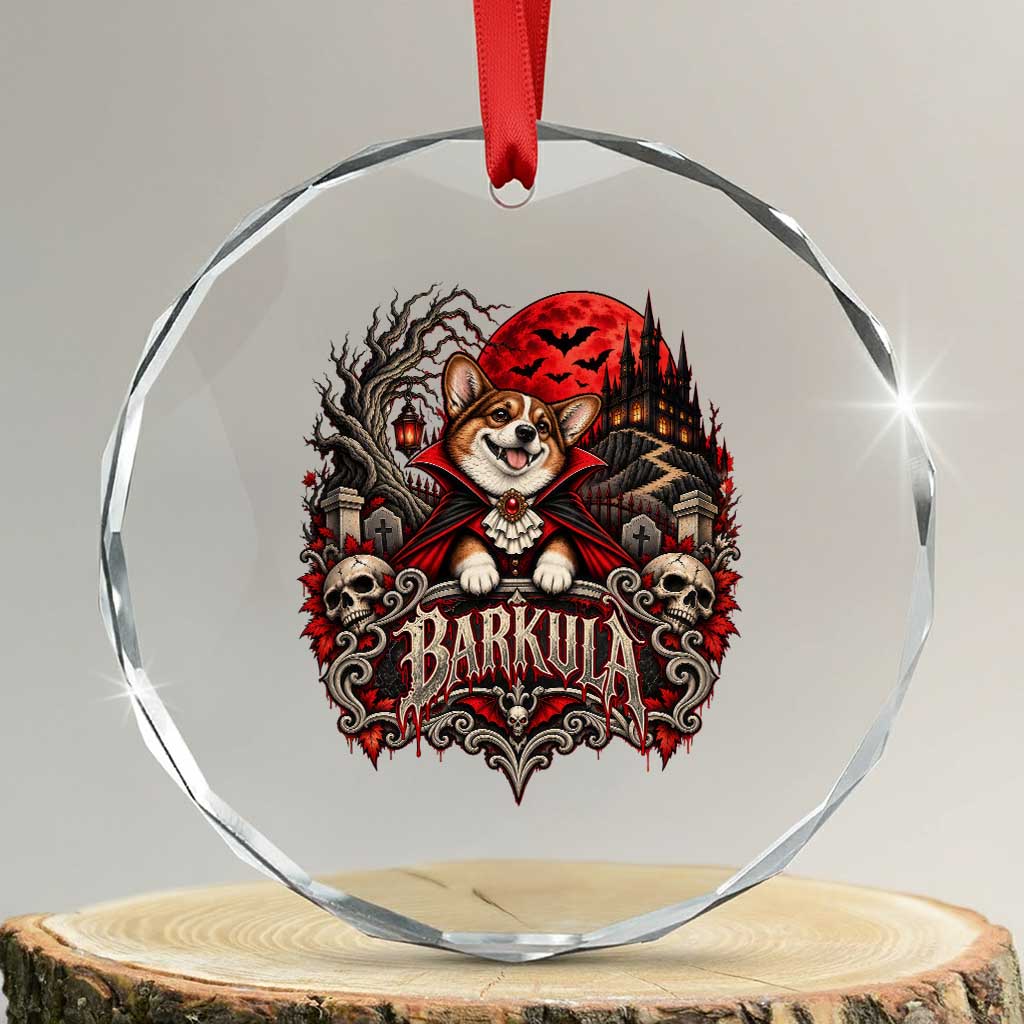 Halloween Barkula Vampire Corgi Crystal Glass Ornament Gothic Spooky Dog Lover Holiday Gift
