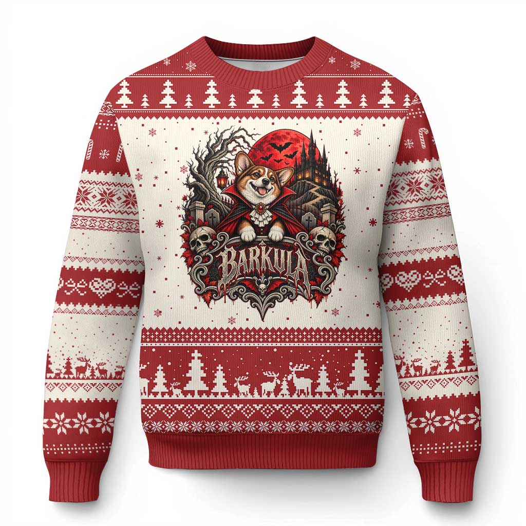 Halloween Barkula Vampire Corgi Ugly Christmas Sweater Gothic Spooky Dog Lover Holiday Gift