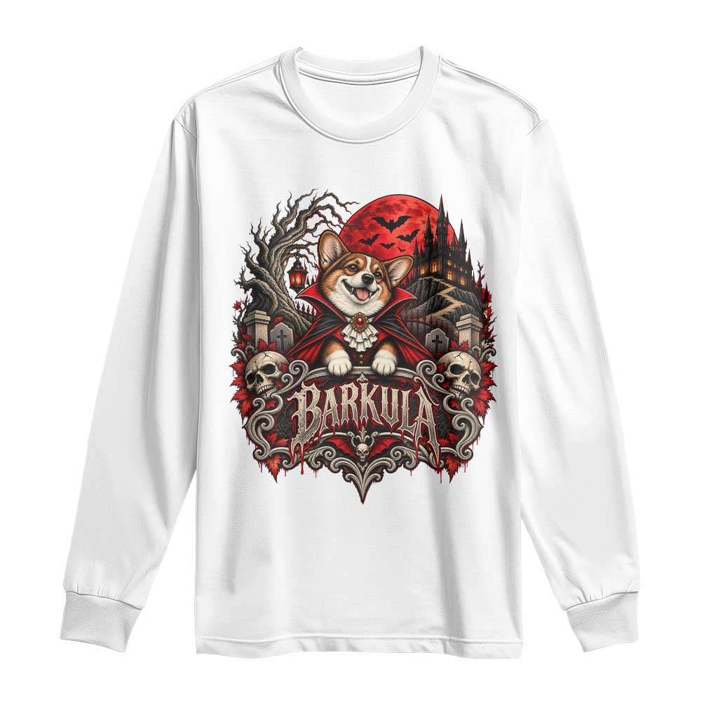 Halloween Barkula Vampire Corgi Long Sleeve Shirt Gothic Spooky Dog Lover Holiday Gift