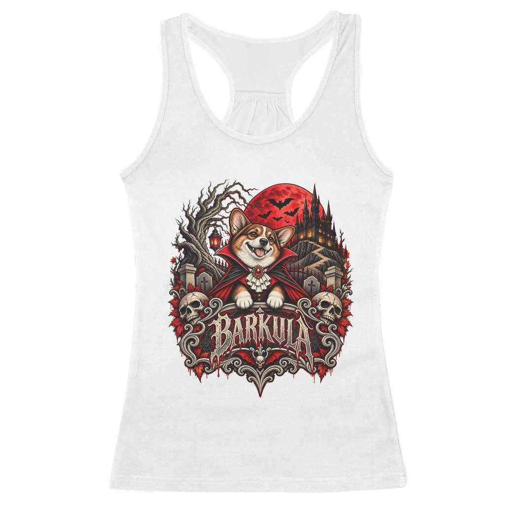 Halloween Barkula Vampire Corgi Racerback Tank Top Gothic Spooky Dog Lover Holiday Gift