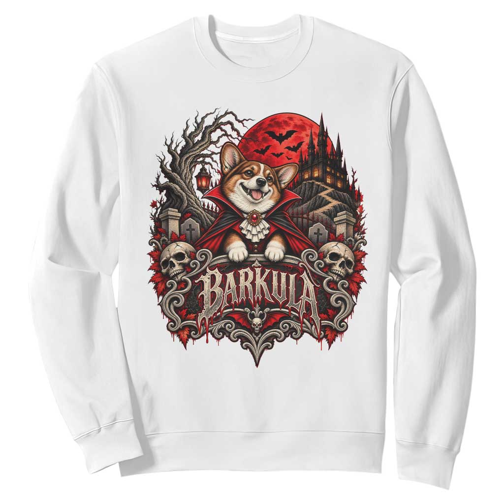 Halloween Barkula Vampire Corgi Sweatshirt Gothic Spooky Dog Lover Holiday Gift