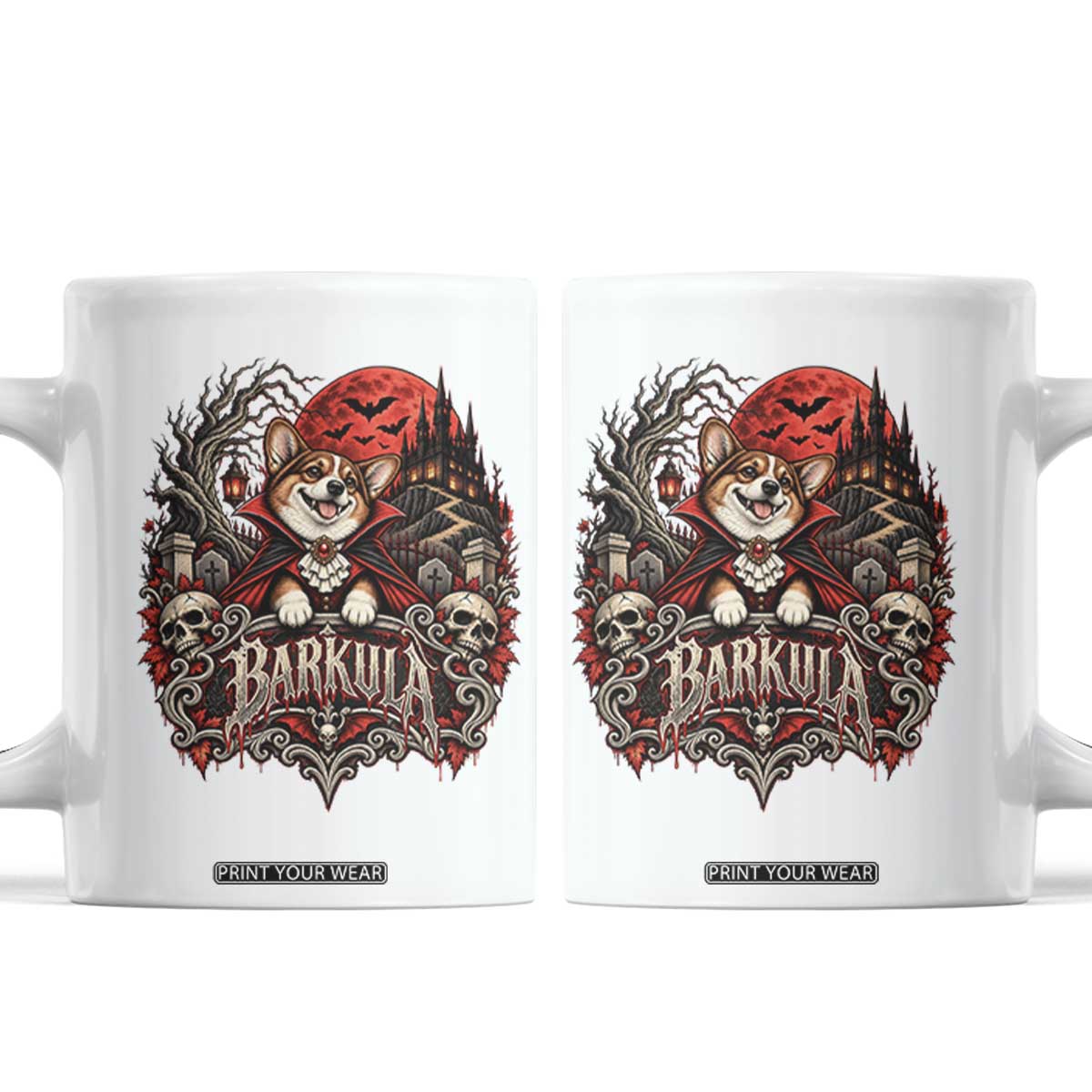 Halloween Barkula Vampire Corgi Coffee Mug Gothic Spooky Dog Lover Holiday Gift