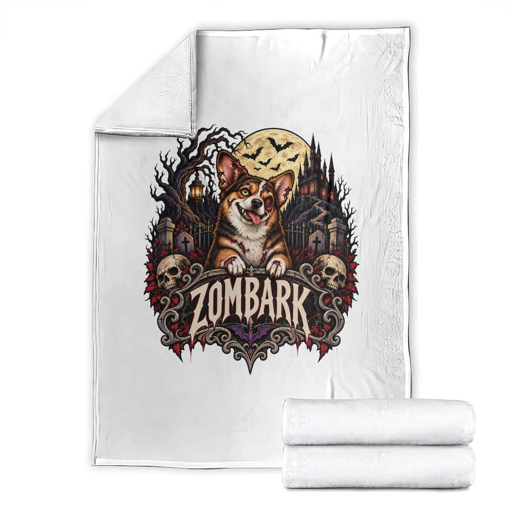 Halloween Zombark Corgi Zombie Throw Blanket Spooky Gothic Dog Lover Halloween Gift