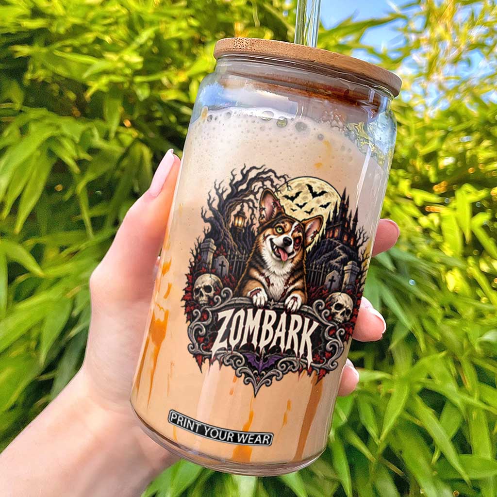 Halloween Zombark Corgi Zombie Glass Can Spooky Gothic Dog Lover Halloween Gift