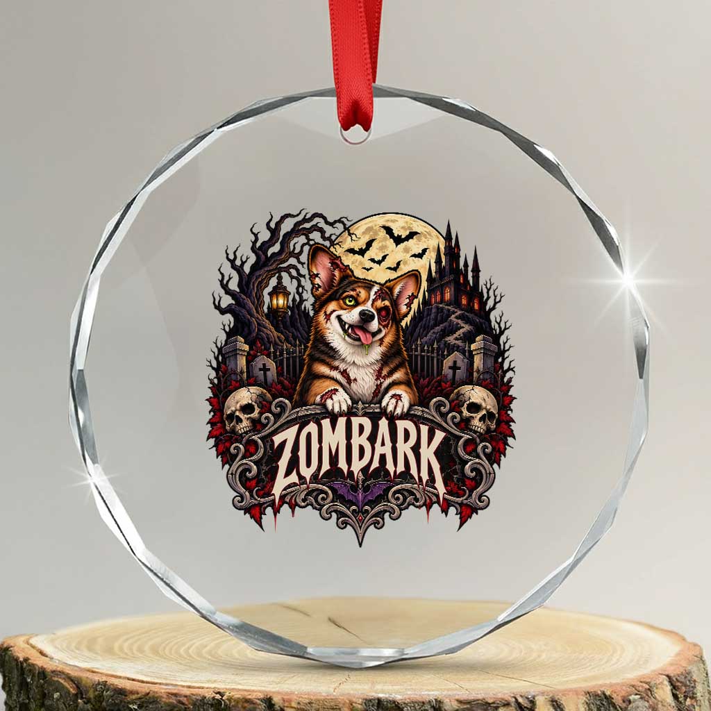 Halloween Zombark Corgi Zombie Crystal Glass Ornament Spooky Gothic Dog Lover Halloween Gift