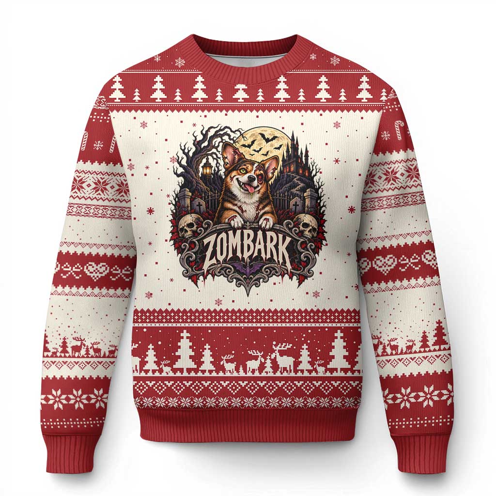 Halloween Zombark Corgi Zombie Ugly Christmas Sweater Spooky Gothic Dog Lover Halloween Gift