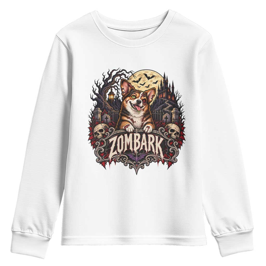 Halloween Zombark Corgi Zombie Youth Sweatshirt Spooky Gothic Dog Lover Halloween Gift