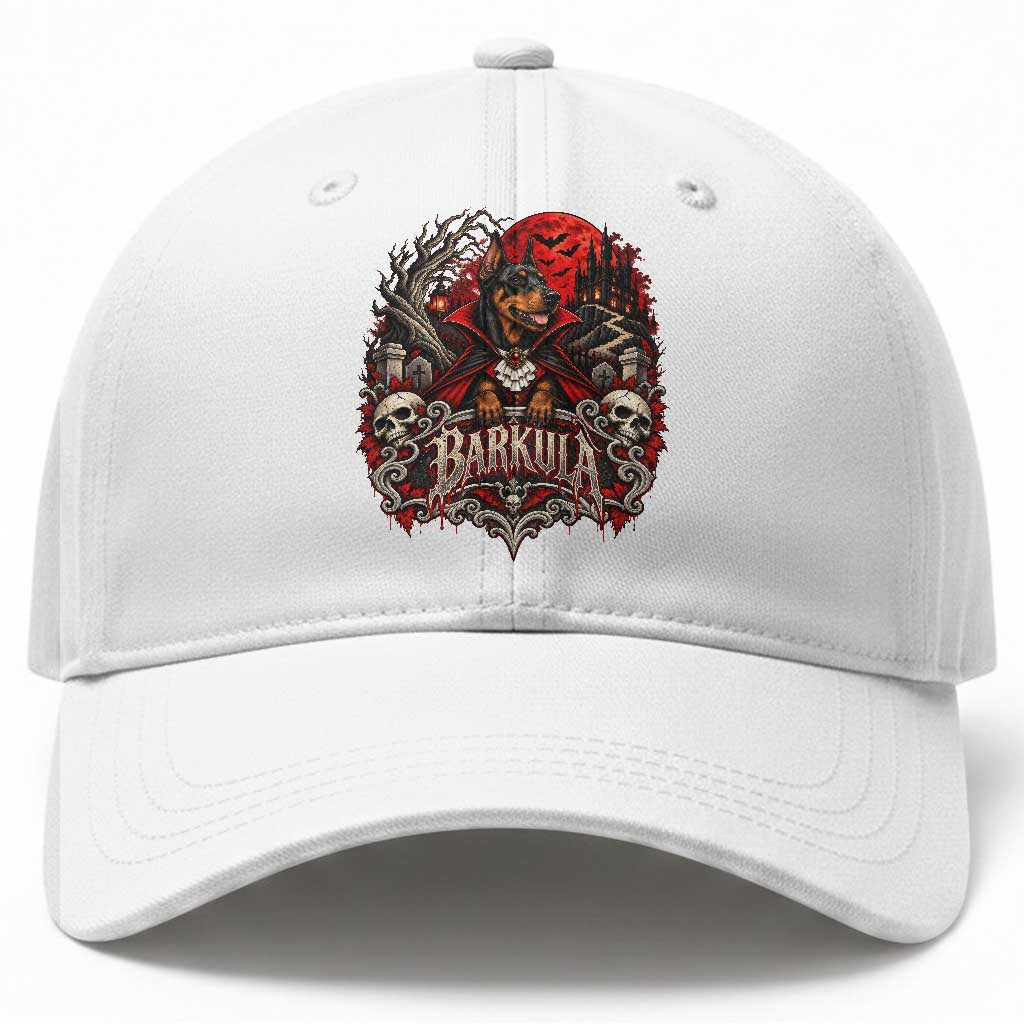 Halloween Barkula Vampire Doberman Baseball Cap Gothic Spooky Dog Lover Holiday Gift
