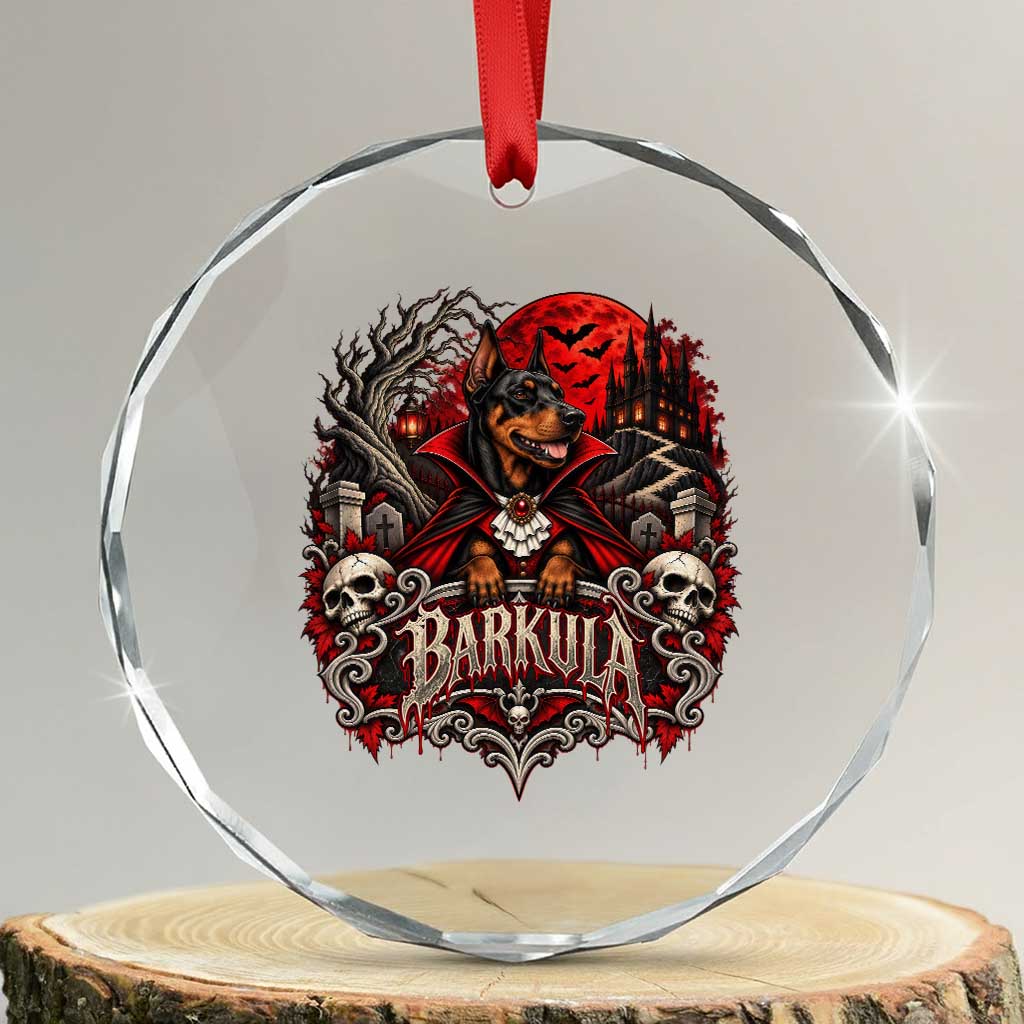 Halloween Barkula Vampire Doberman Crystal Glass Ornament Gothic Spooky Dog Lover Holiday Gift