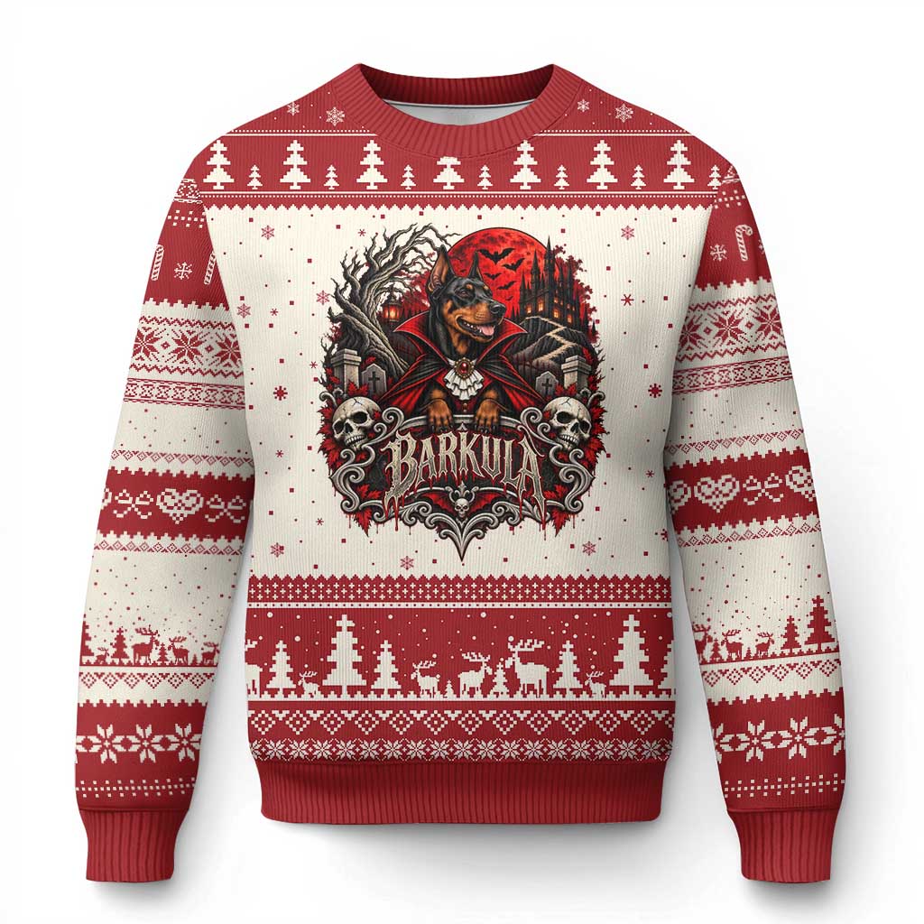 Halloween Barkula Vampire Doberman Ugly Christmas Sweater Gothic Spooky Dog Lover Holiday Gift