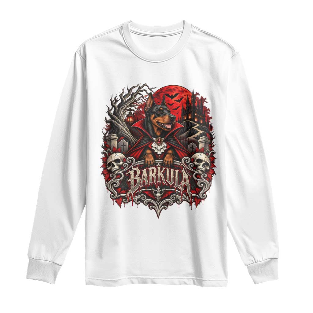 Halloween Barkula Vampire Doberman Long Sleeve Shirt Gothic Spooky Dog Lover Holiday Gift