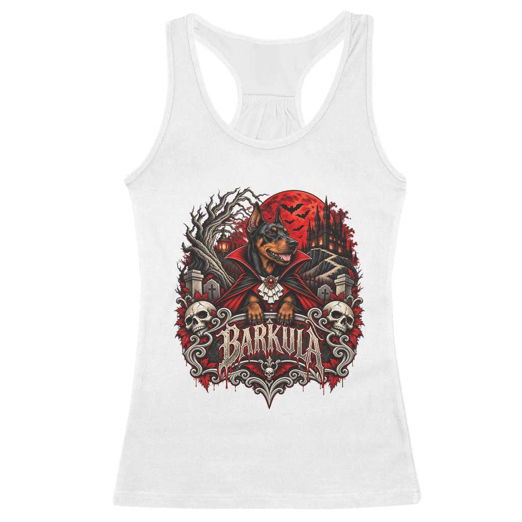 Halloween Barkula Vampire Doberman Racerback Tank Top Gothic Spooky Dog Lover Holiday Gift
