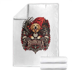 Halloween Barkula Vampire Golden Retriever Throw Blanket Gothic Spooky Dog Lover Holiday Gift